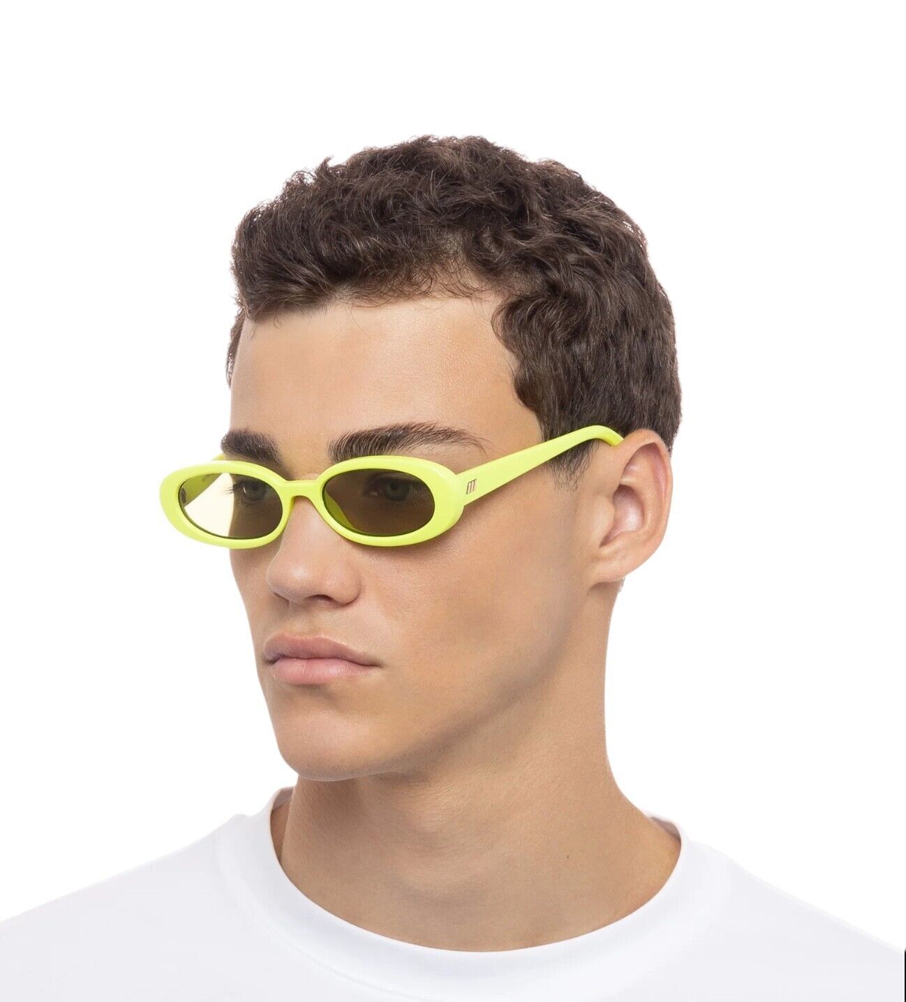 Le Specs Outta Love Sunglasses |Neon Yellow/Green, Oval, Small Frame, 90's Style