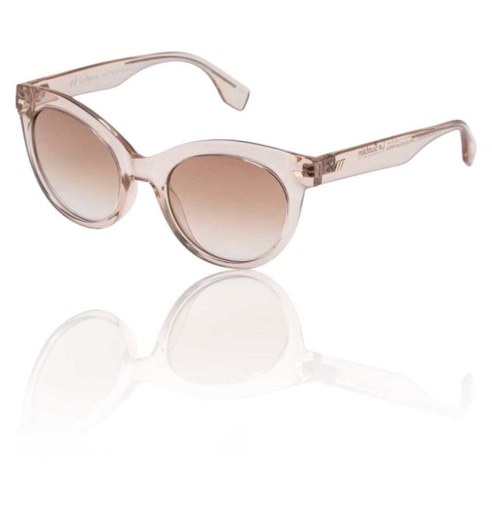 Sunglasses with a gradient brown lens on a white background