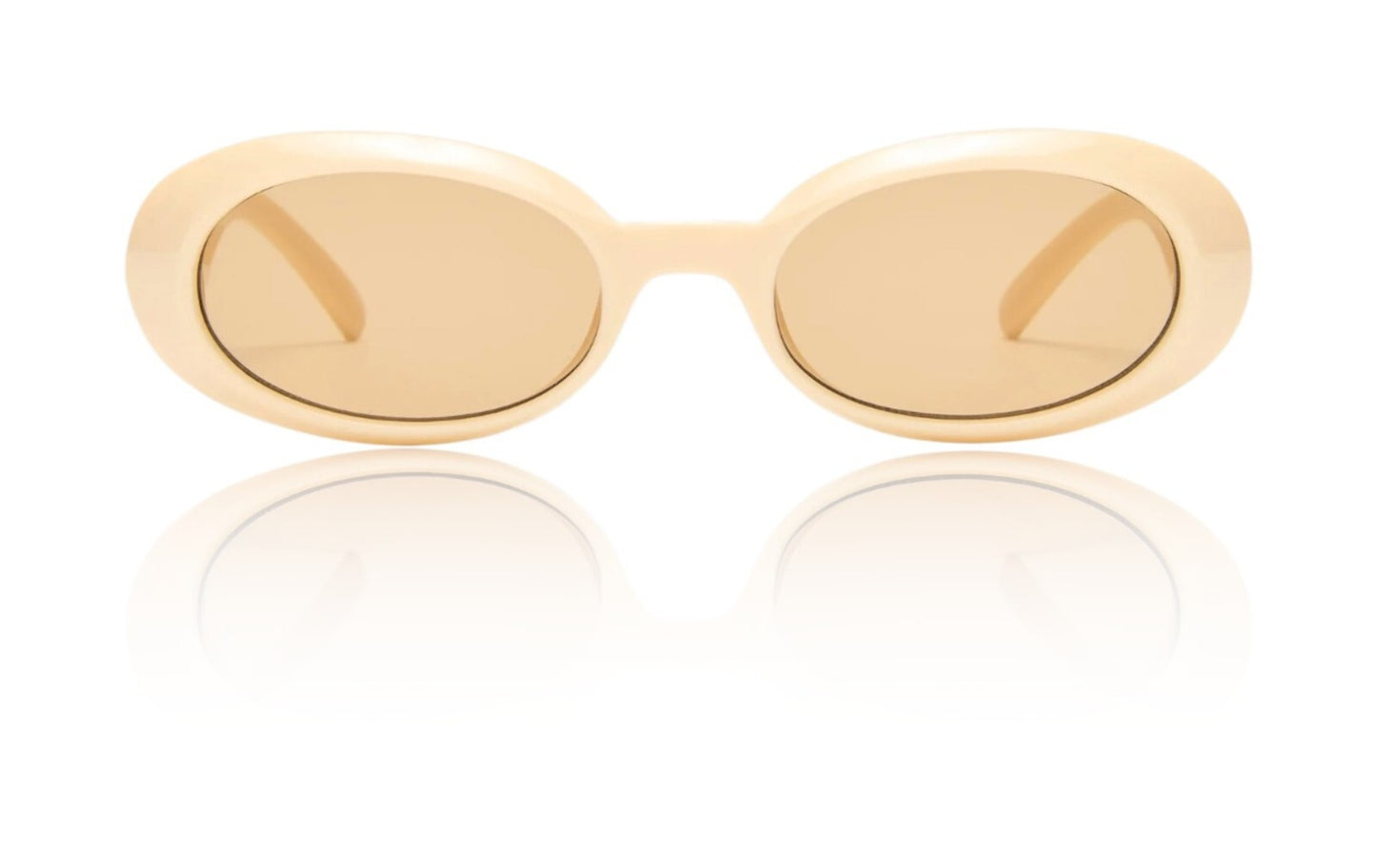 Gold oval sunglasses on a white background