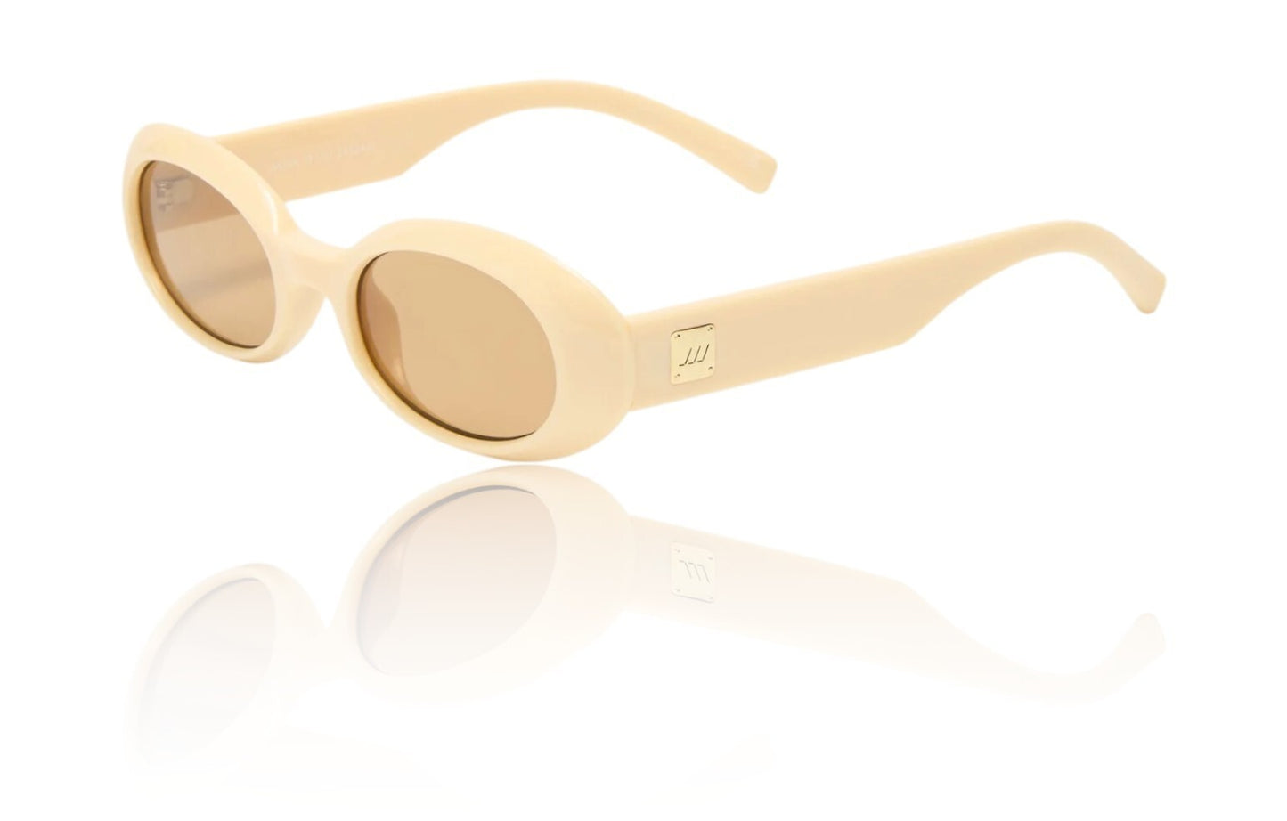 Beige sunglasses on a white background