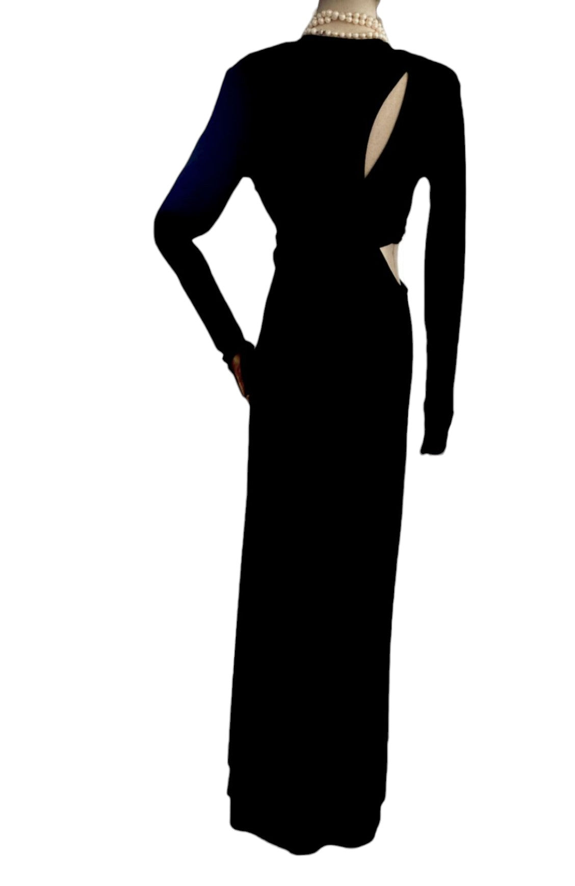 CAMILLA AND MARC Levante Midi Dress | Maxi, Black, Side Cut Outs, Low V Neckline