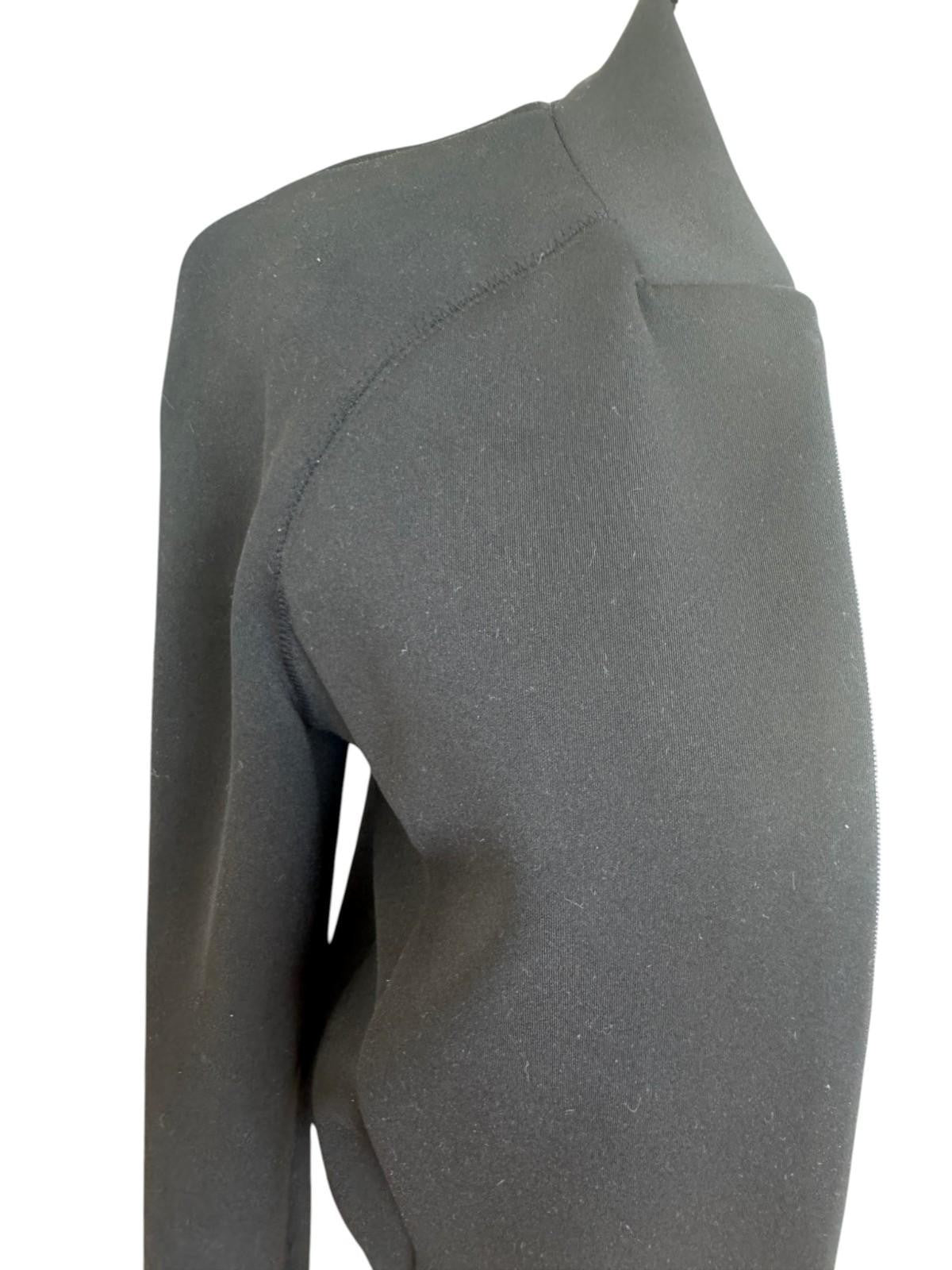 Naked Pear T by Alexander Wang black neoprene bomber jacket with a mock collar and raglan sleeves.