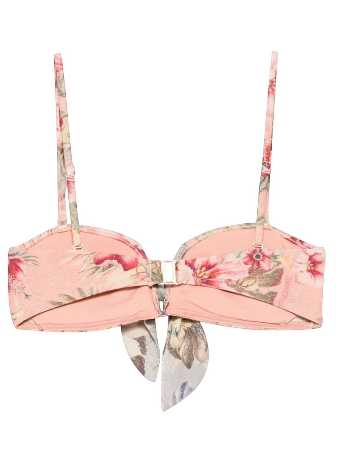 Naked Pear Zimmermann Coco floral print bandeau bikini top with back clasp and adjustable straps