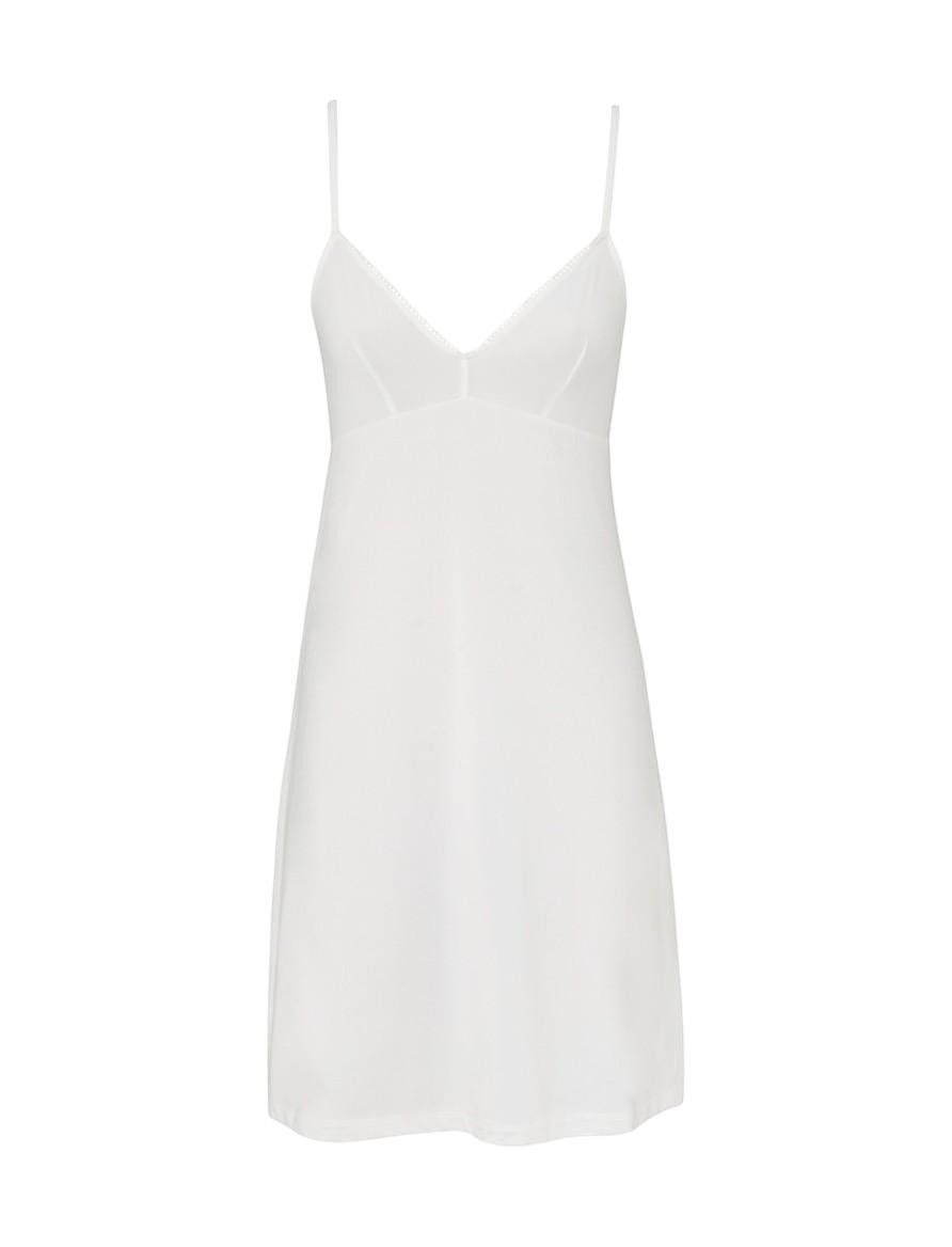 AI generated image of Naked Pear Zimmermann white sleeveless slip dress with thin spaghetti straps and a V-neckline
