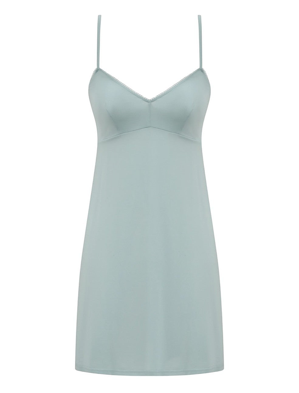 Naked Pear Zimmermann Rhiannon metallic mint mini dress with V-neckline and adjustable tie straps