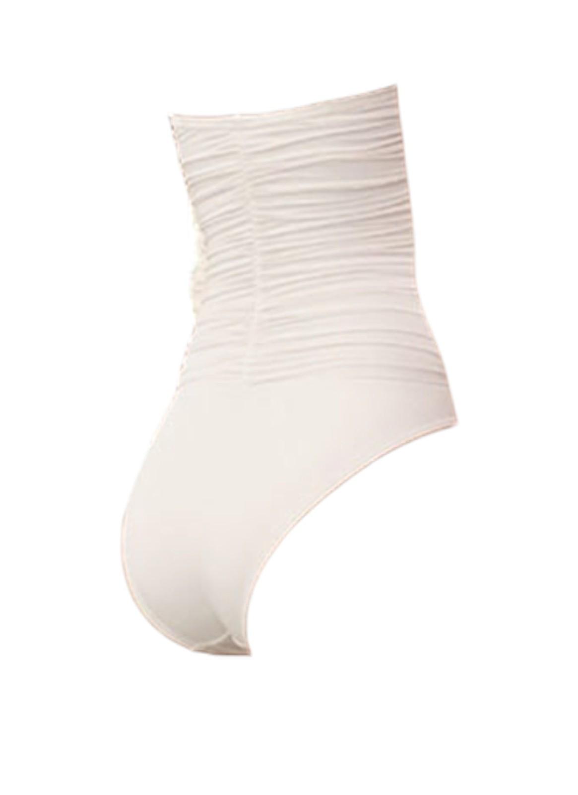 White high-waisted bikini bottom on a white background