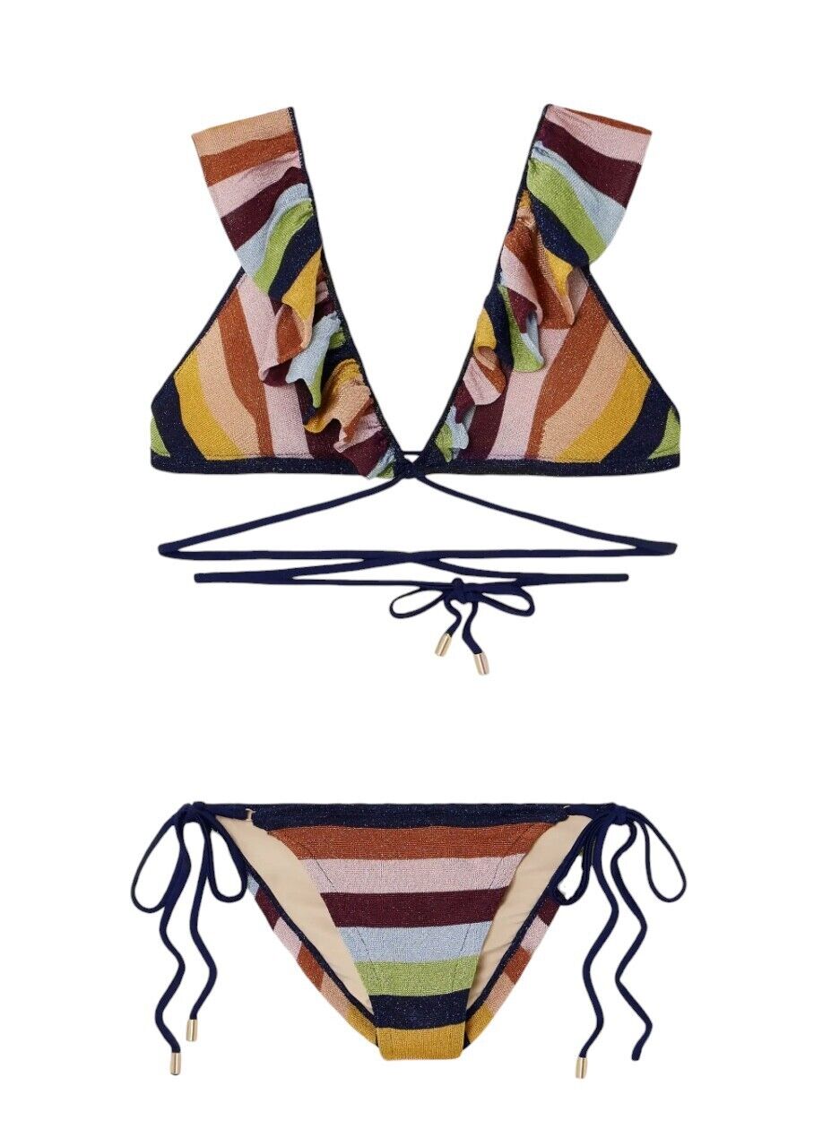 wrap bikini with stripes