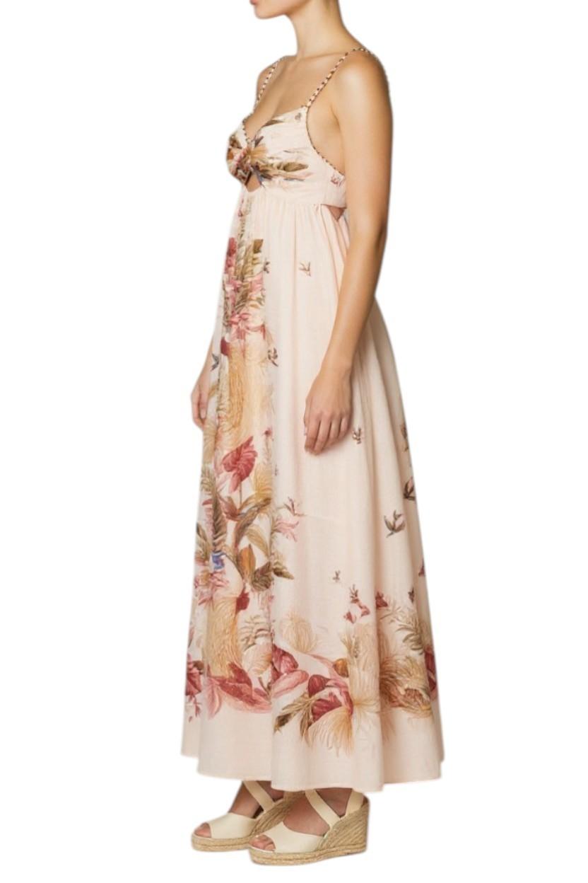 AI generated image of Woman wearing a floral dress on a white background