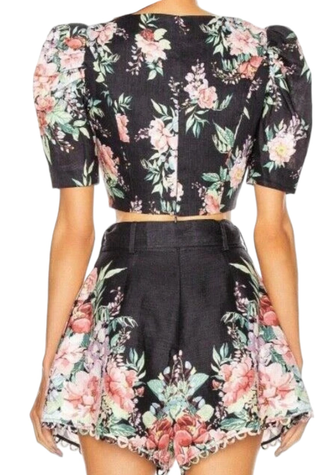 Floral top and skirt set on a white background