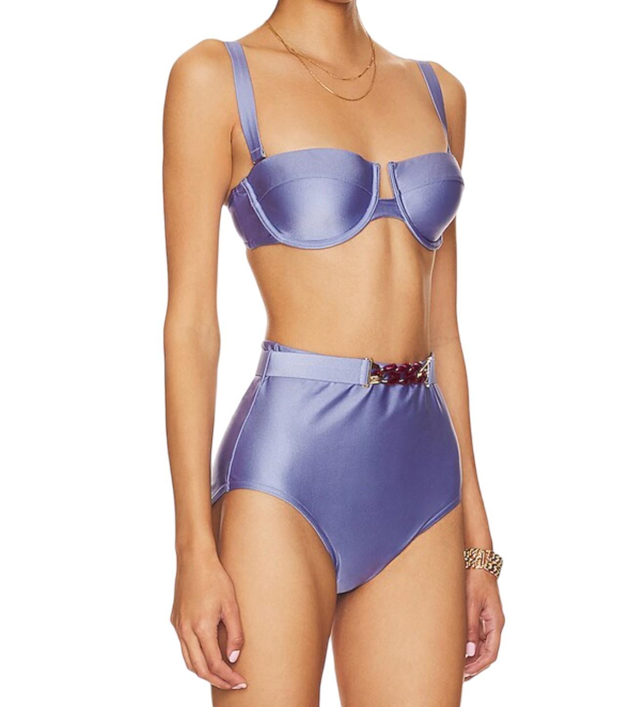 Purple bikini set on a white background