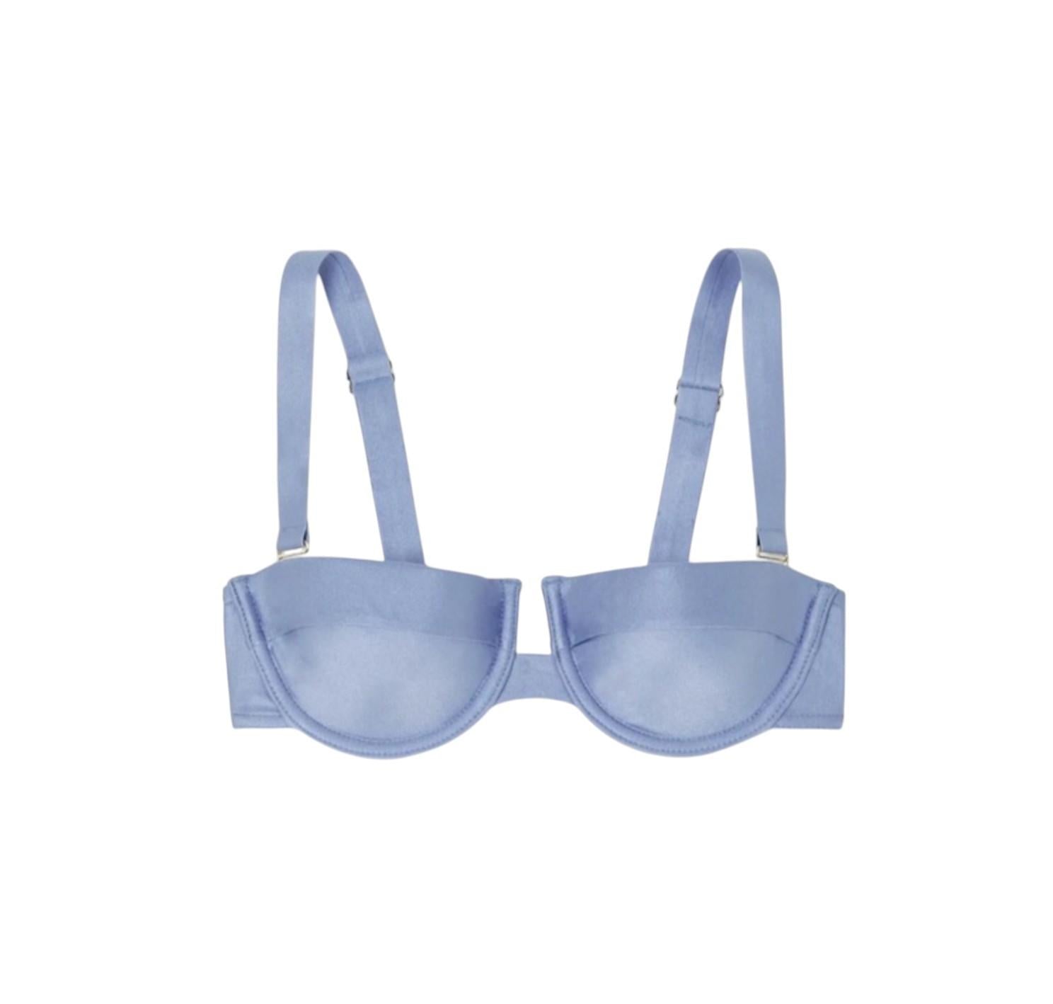 Blue bra on a white background