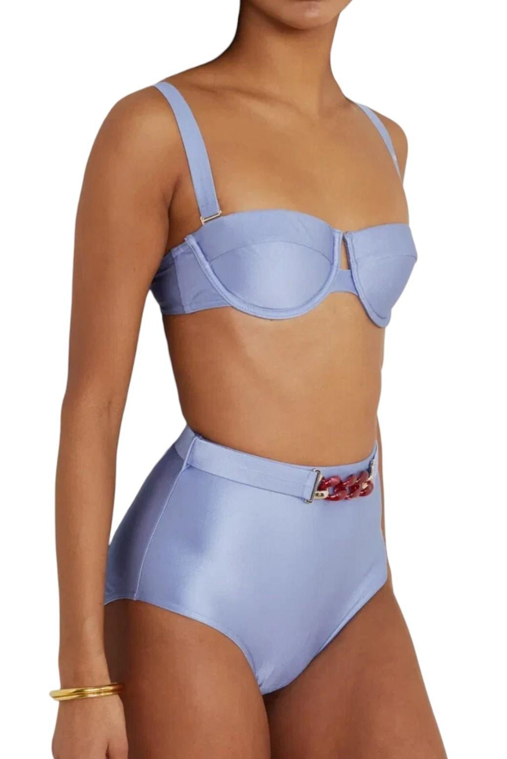 AI generated image of  blue bikini set on a white background