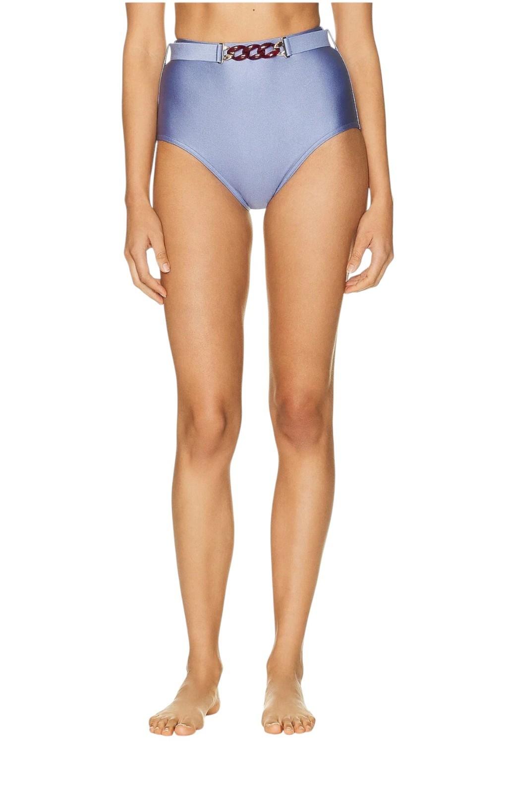 Zimmermann Cira Chain Belt High Waisted Pant | Bikini Bottoms, Baby Blue, Chain