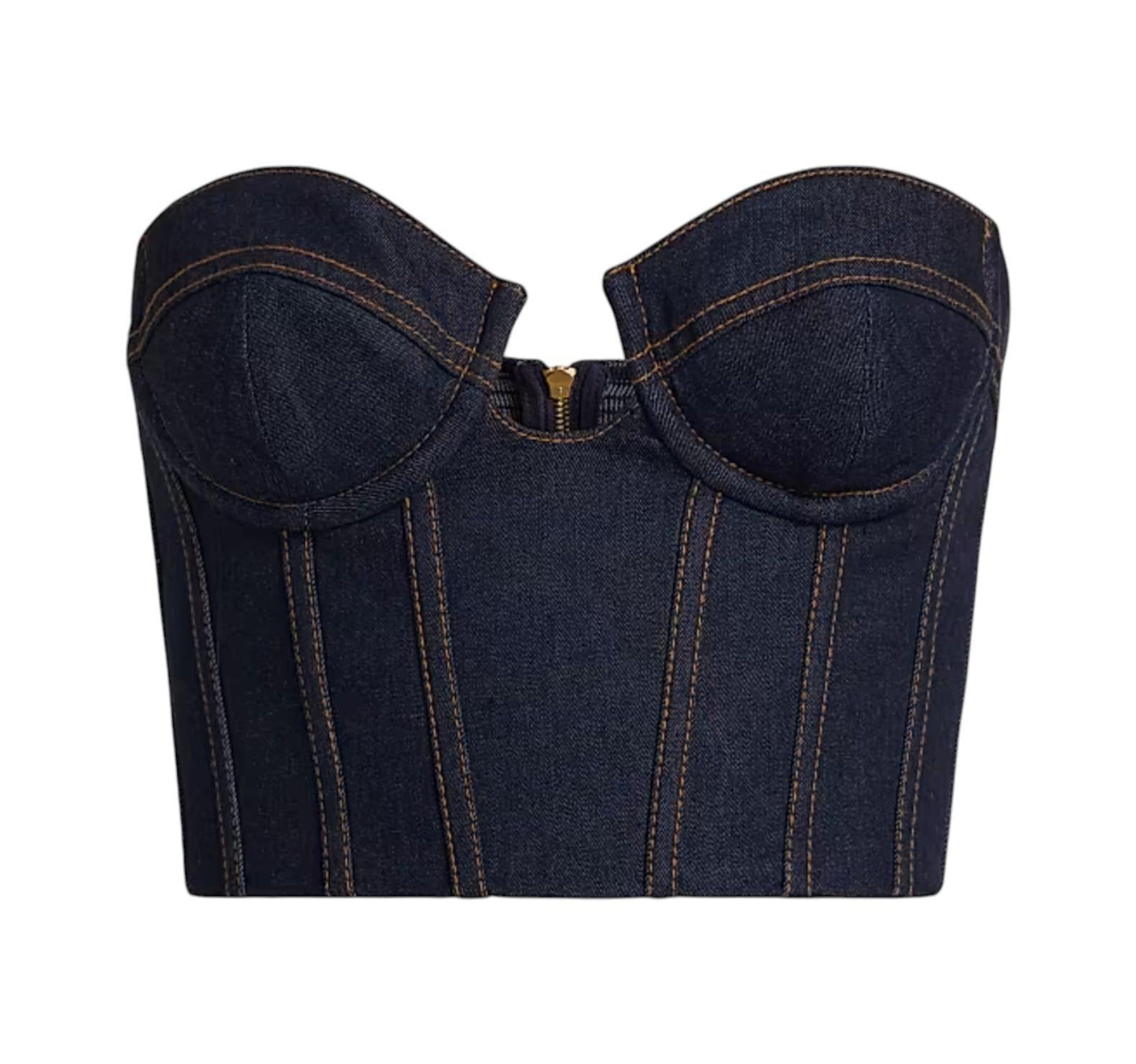 Denim corset on a white background