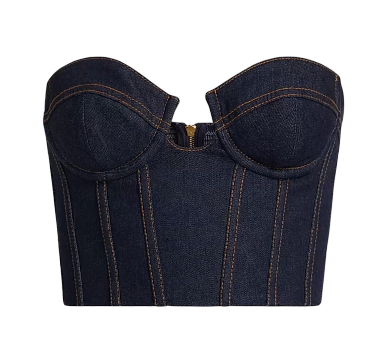 Denim corset on a white background