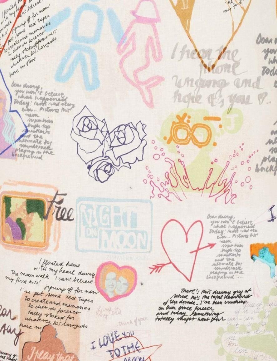 Collage of handwritten text, drawings, and symbols on a white background