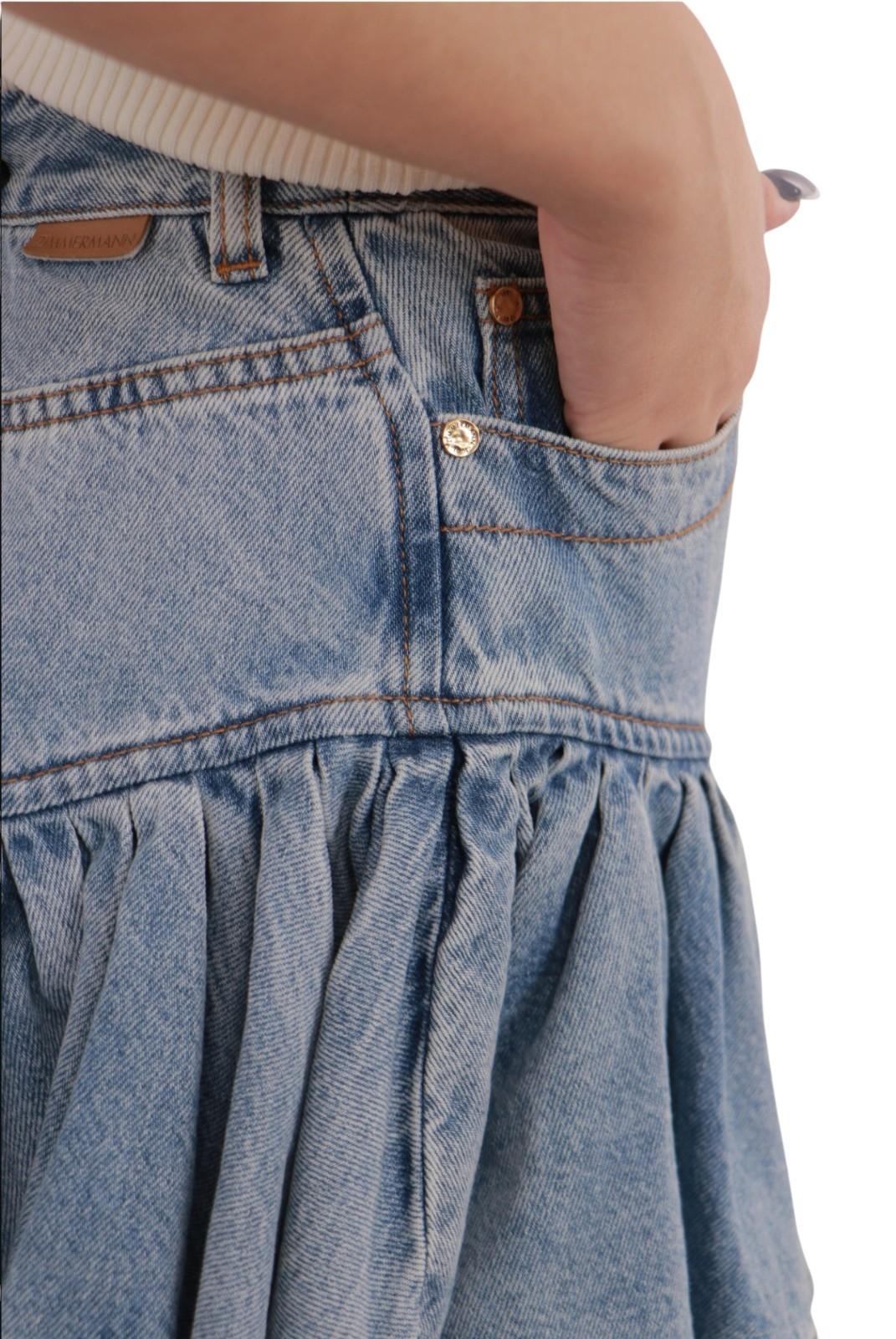 Zimmermann Denim Frill Mini Skirt | Fit & Flare, Blue Sea Foam, Pockets