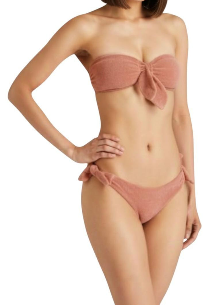 Zimmermann Devi Terry Tie Bikini | Bandeau, Low Rise, Terry Cloth, Halter Strap