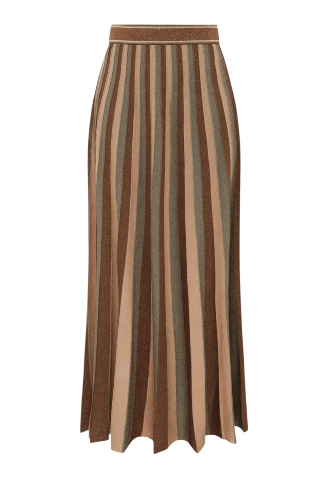 Striped skirt with brown and beige pattern on a white background
