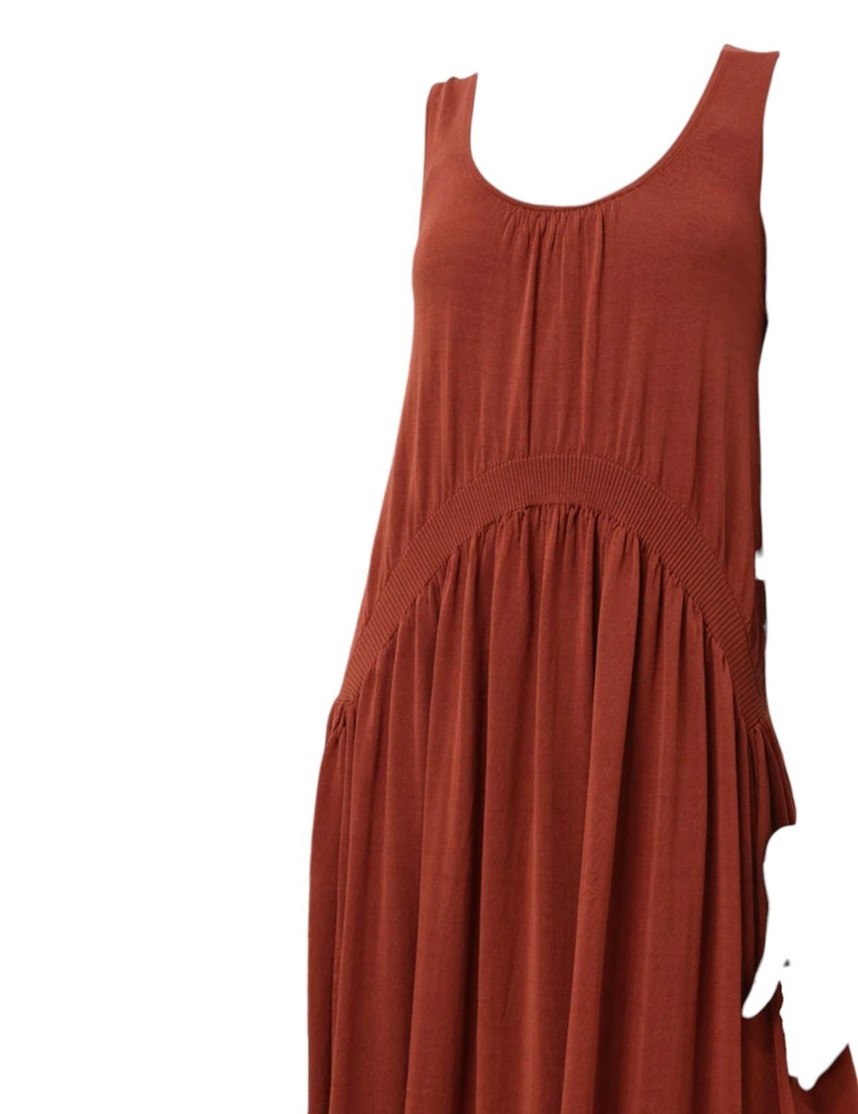 Brown sleeveless dress on a white background