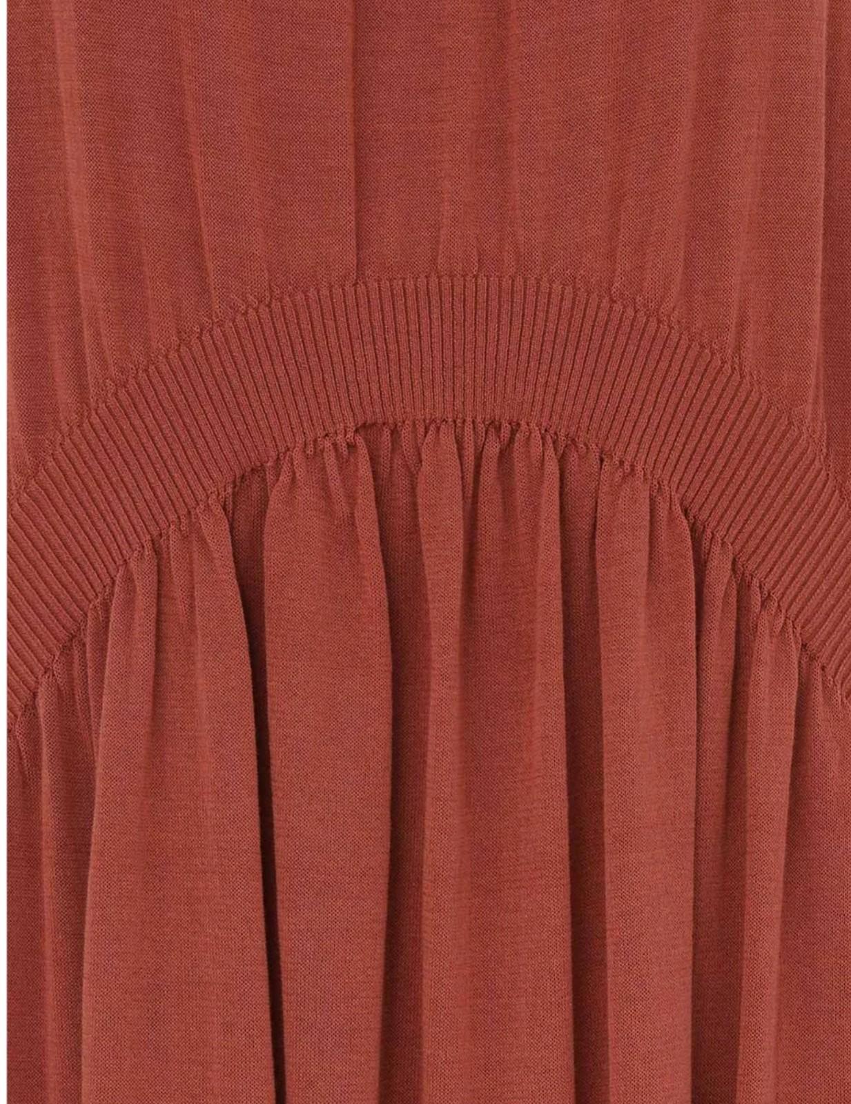 Close-up of a rust-colored fabric with a ribbed texture