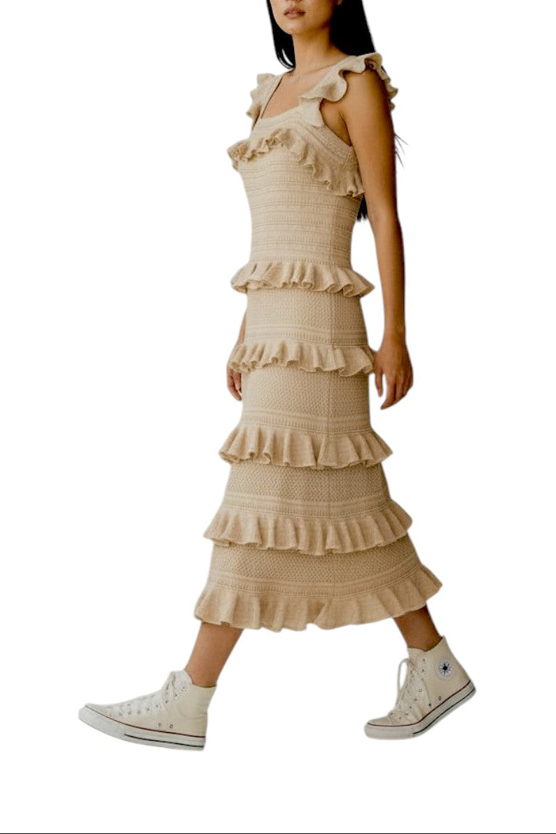 Zimmermann Illuminate Lace Frill Midi, Metallic Gold, Size 3 Zimmermann Illuminate Lace Frill Midi, Metallic Gold, Size 3