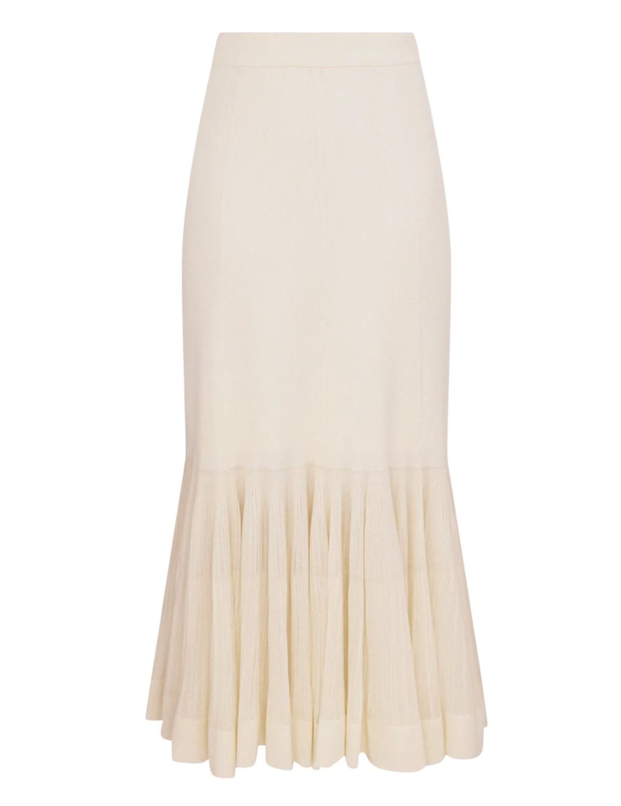 Beige pleated skirt on a white background