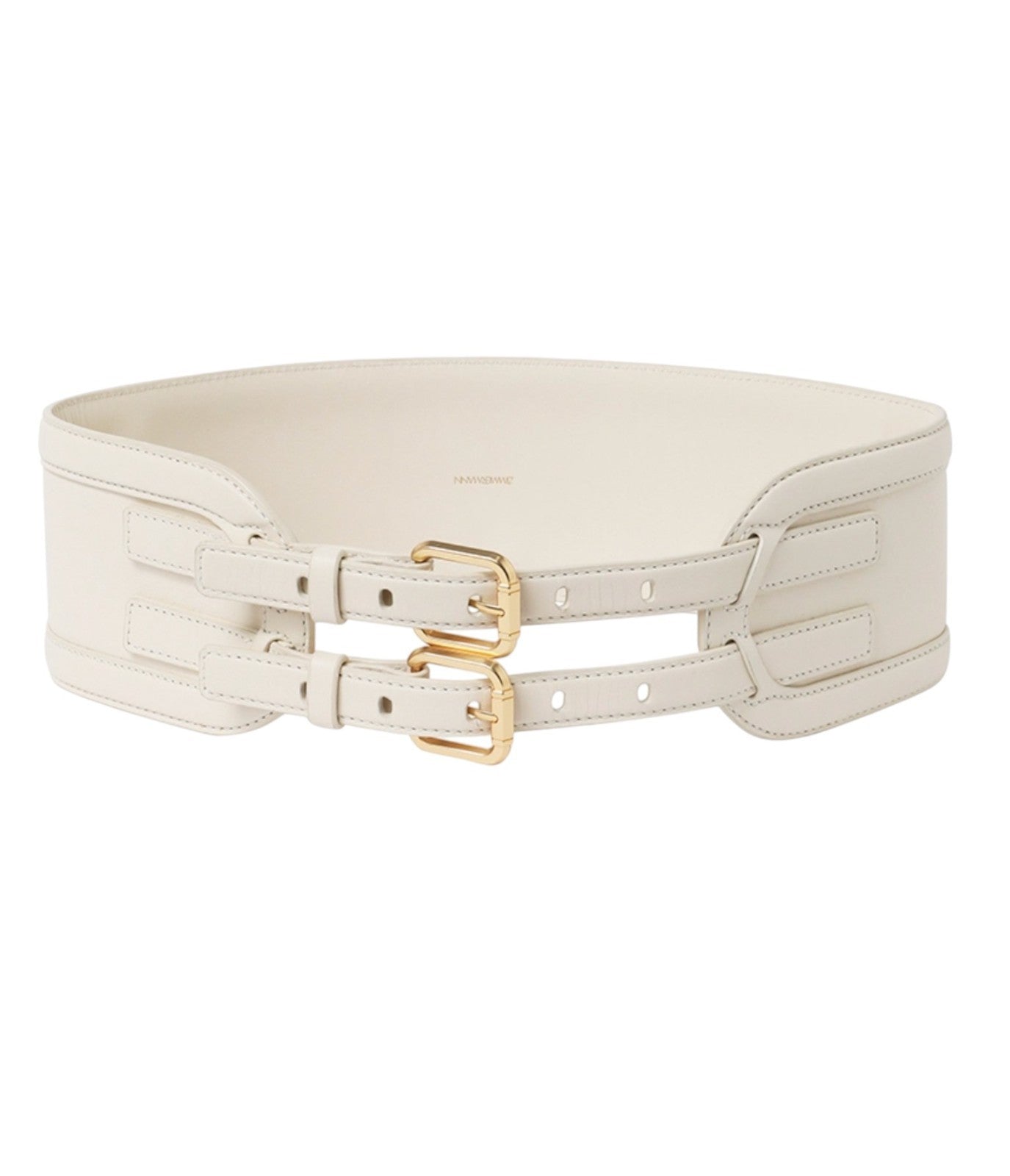 Zimmermann Leather Belt 90 |Double Buckle, Macadamia/Cream, Wide, Waist, Leather