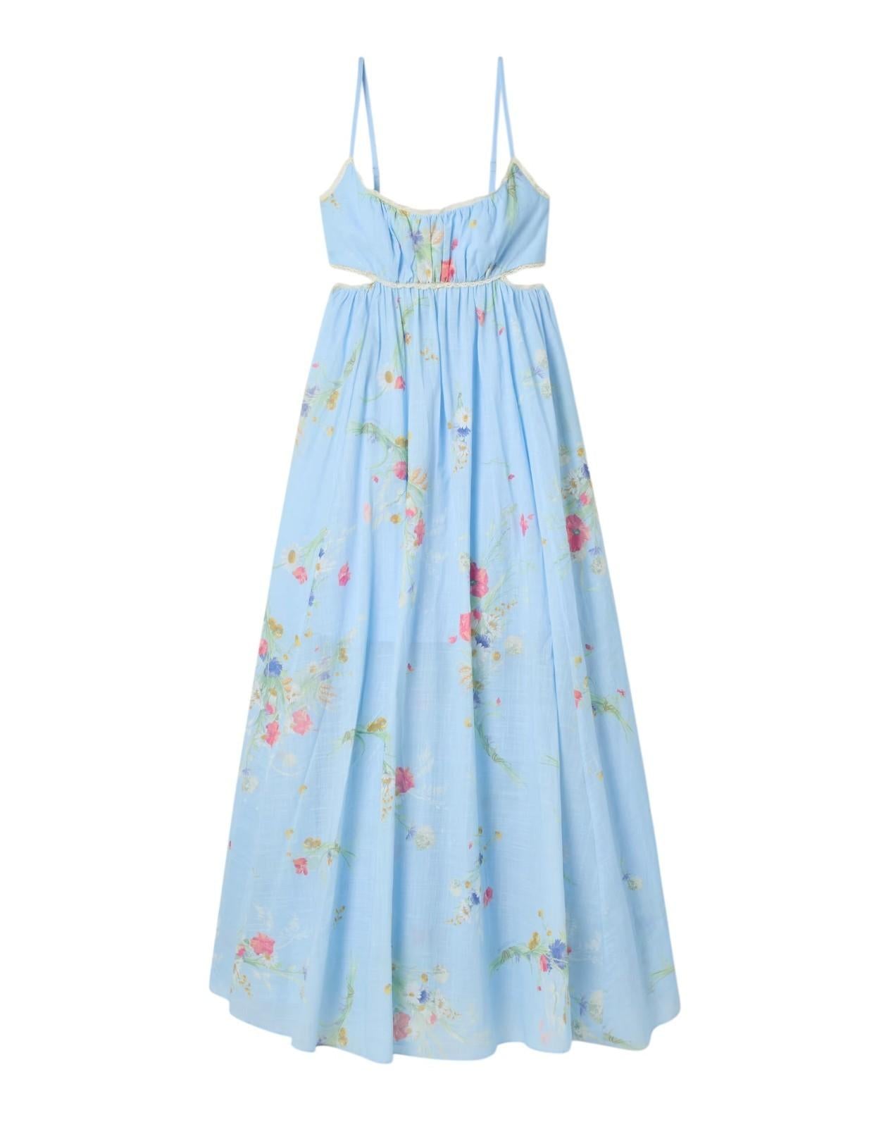 Light blue floral dress on a white background