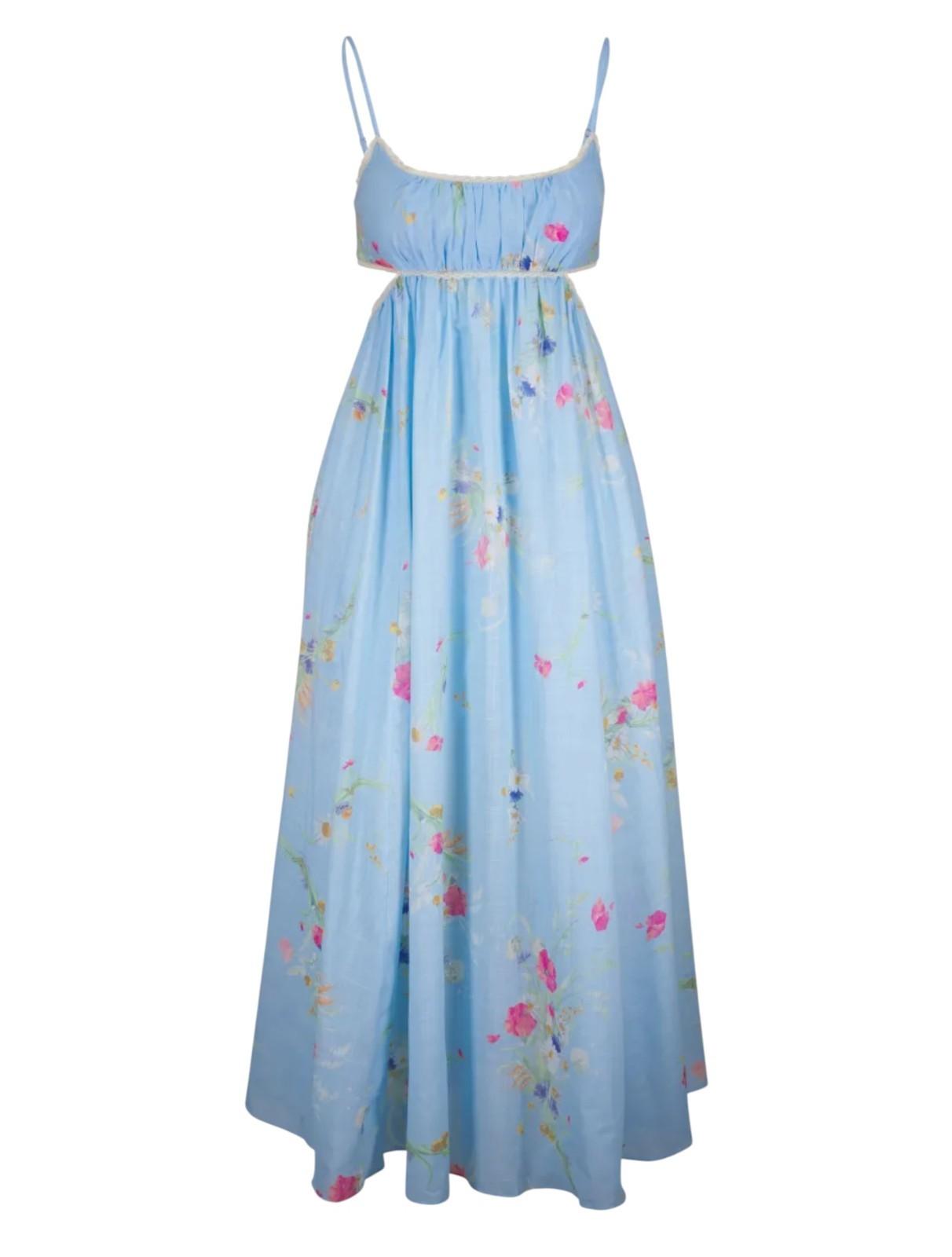 Blue floral dress on a white background