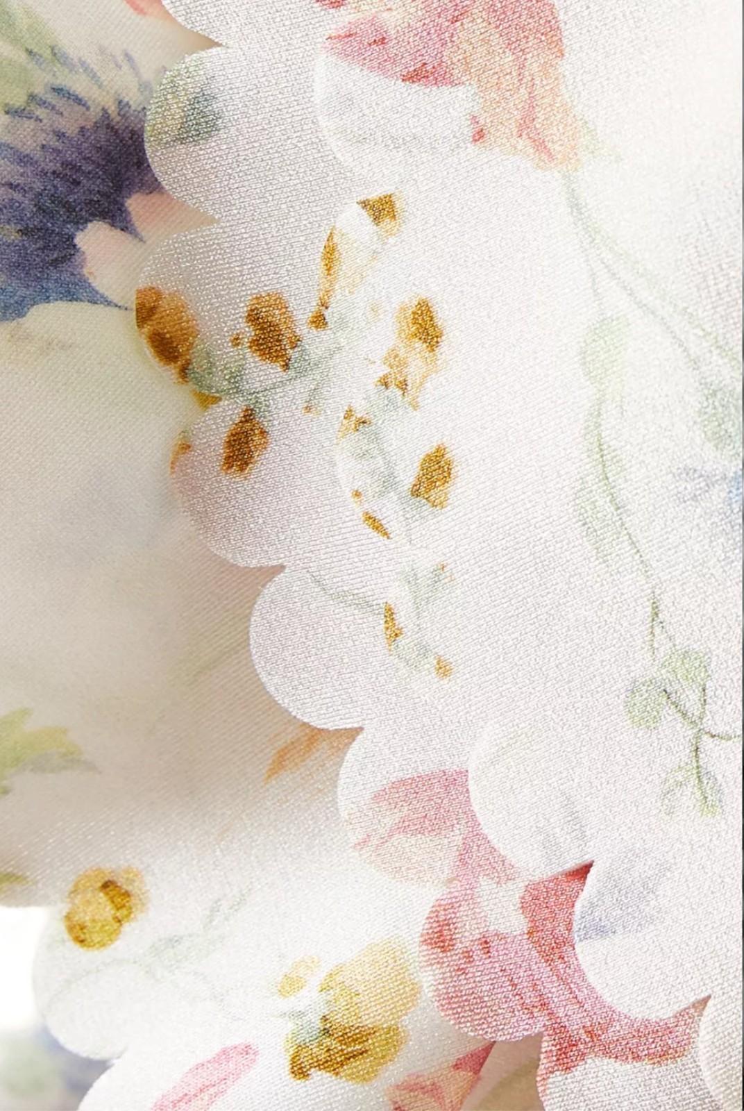 Close-up of a floral pattern with pastel colors on a white background