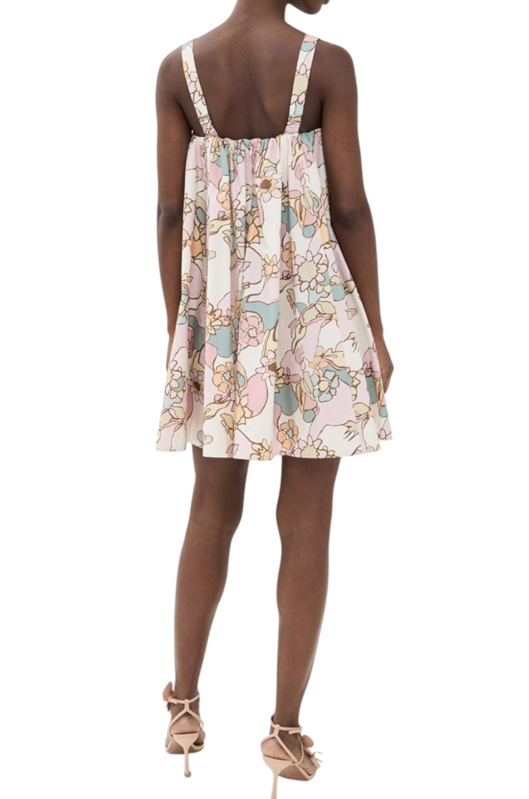 AI Generated image of Woman wearing a floral dress on a white background