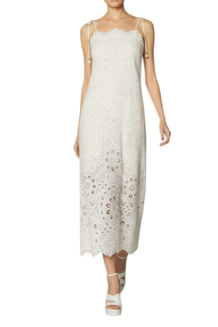 AI generated image of White lace dress on a white background