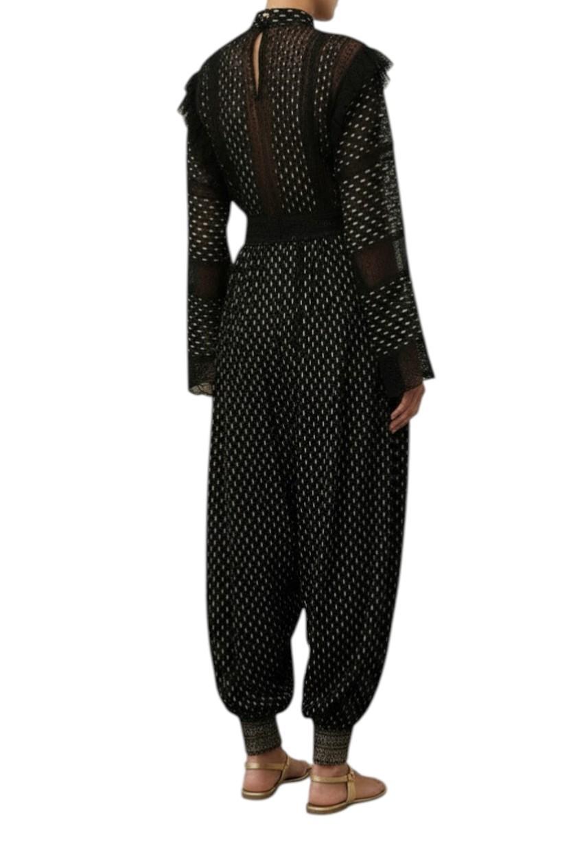 Zimmermann Rhiannon Metallic Blouse | Black/Gold, Billow Sleeve, Collar, Buttons