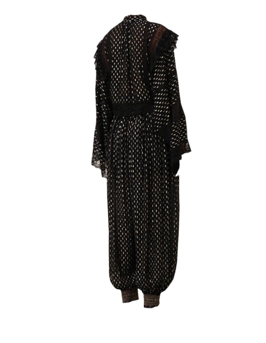 Zimmermann Rhiannon Metallic Blouse | Black/Gold, Billow Sleeve, Collar, Buttons