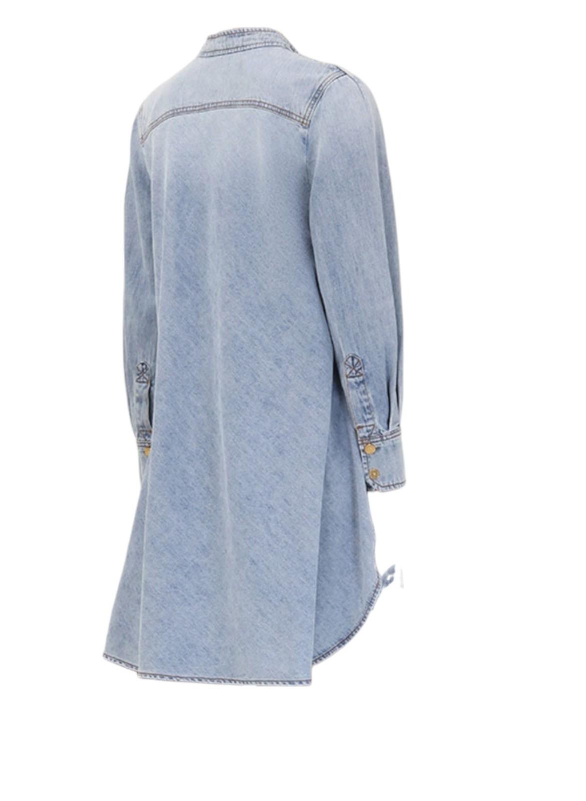 Light blue denim shirt on a white background
