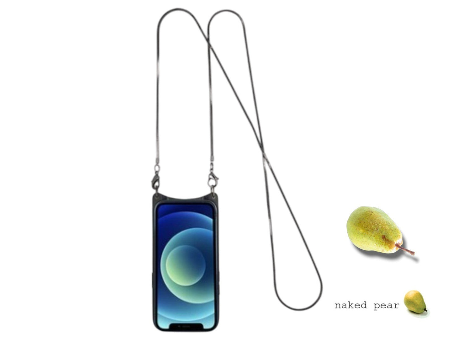 Naked Pear Bandolier metallic pewter croc-embossed iPhone 15 Pro crossbody case with detachable strap and wallet
