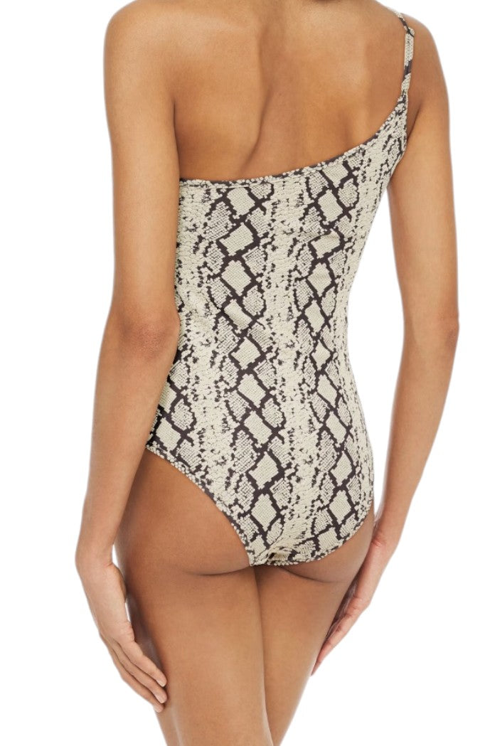 Zimmermann Fiesta Shoulder One Piece | Snake Jacquard Print, Medium Coverage