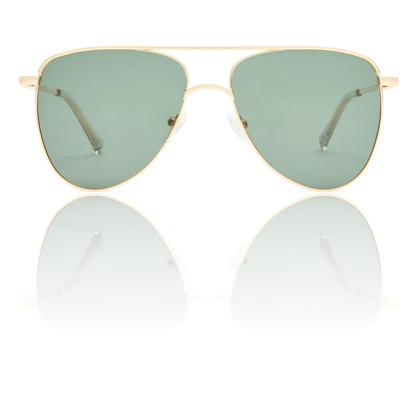 Le Specs The Duke Sunglasses | Gold Aviator, Dark Green Polarised Lenses, Metal