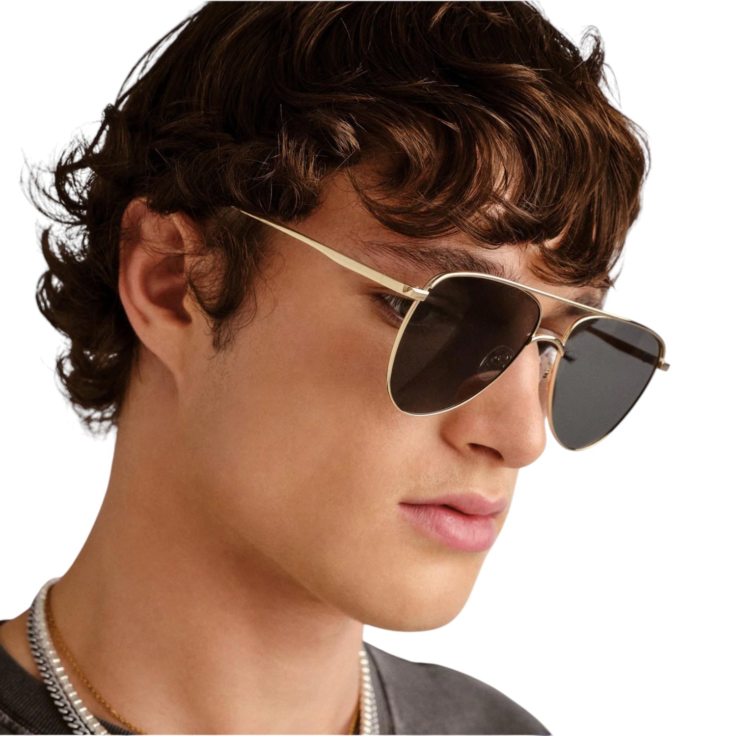 Le Specs The Duke Sunglasses | Gold Aviator, Dark Green Polarised Lenses, Metal