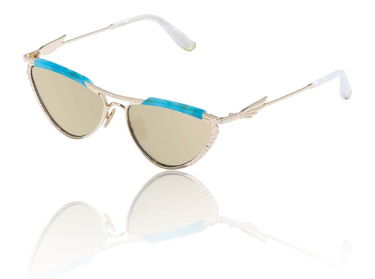 Camilla Pyramid Paramour Sunglasses | Turquoise Blue/Gold, Metal, Cat Eye