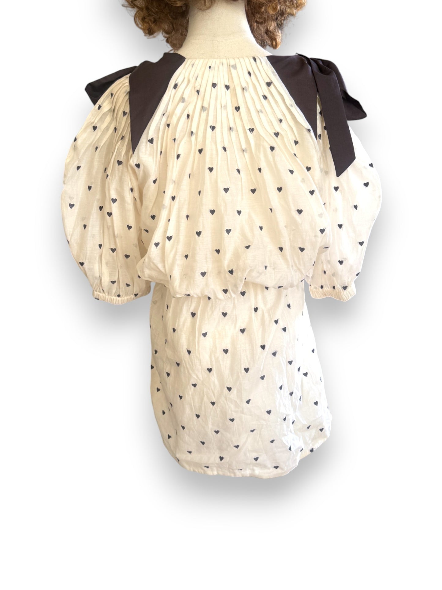 Zimmermann Painted Heart Tie Dress | Sz 3, Embroidered, Cream/White/Black