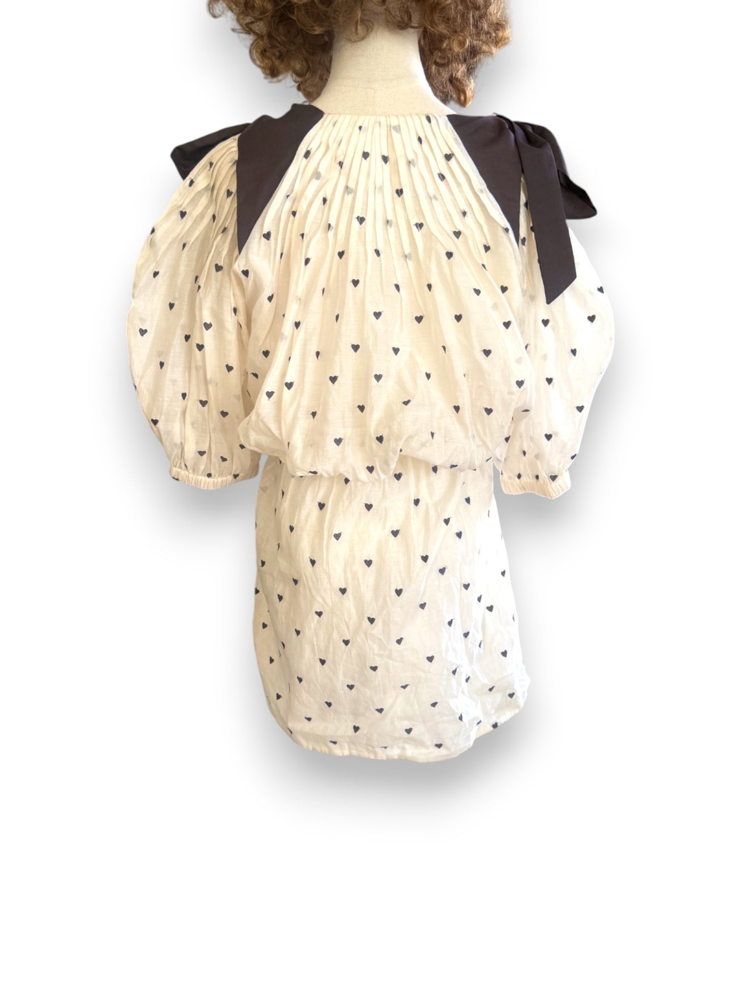 Zimmermann Painted Heart Tie Dress | Sz 3, Embroidered, Cream/White/Black