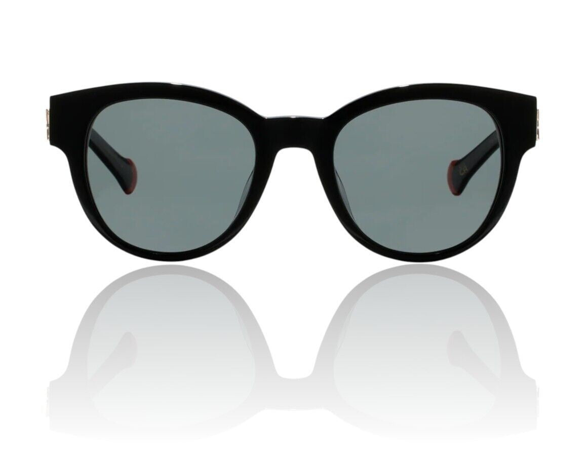 Naked Pear Camilla Sunday In the City round sunglasses in black acetate with khaki gradient lenses