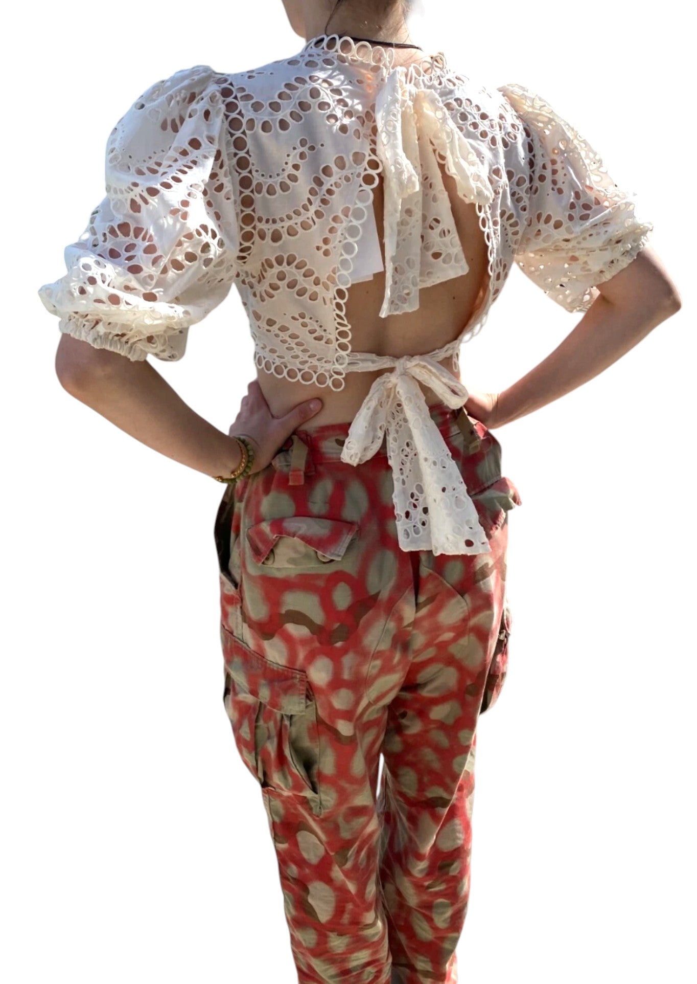 Zimmermann Jaya Wave Top | White, Anglaise, Embroidery, Open Back, Cropped
