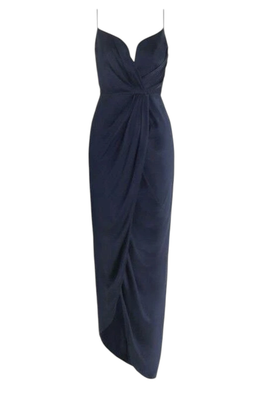 Zimmermann Sueded Silk Plunge Long Dress | Navy, Cocktail/Bridesmaid, Draped