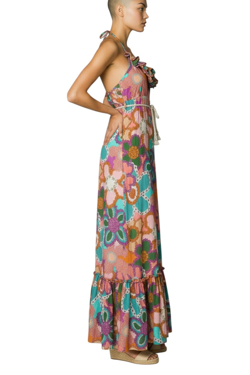 ワンピース Floral tiered frill long onepiece Provence Bloom Tiered Midi Dress Floral Pink– Selfie Leslie