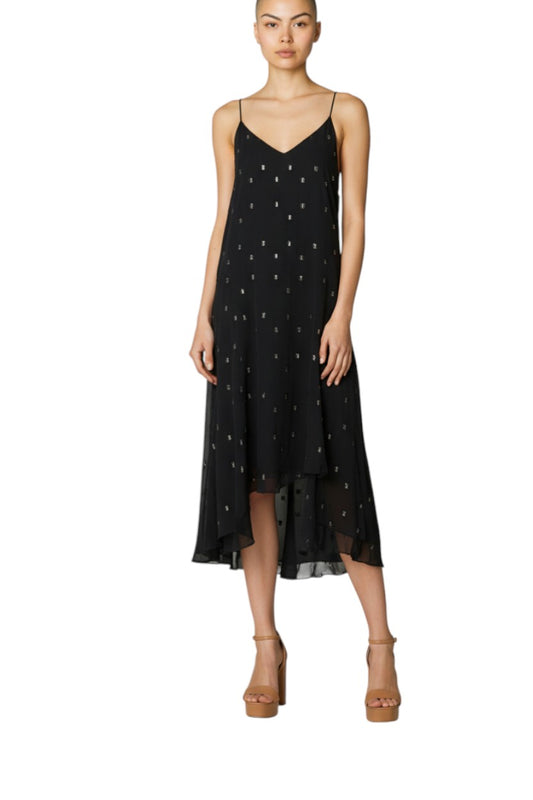 Camilla & Marc Trillium Dress w/ Splits | Ink Navy w/ Gold Embroidery