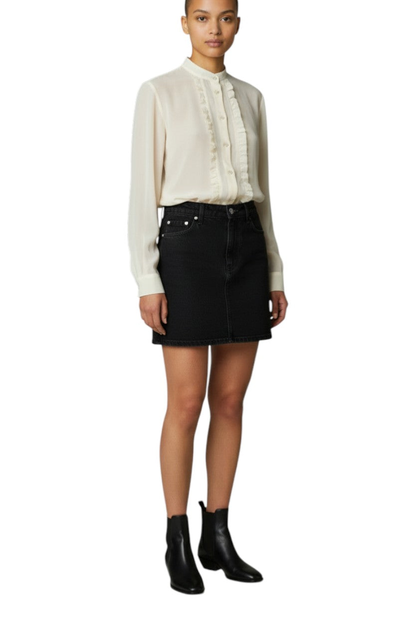 Miu Miu Silk Tuxedo Blouse | Cream Colour, Frills, Sz 38, Lightweight, Button Up