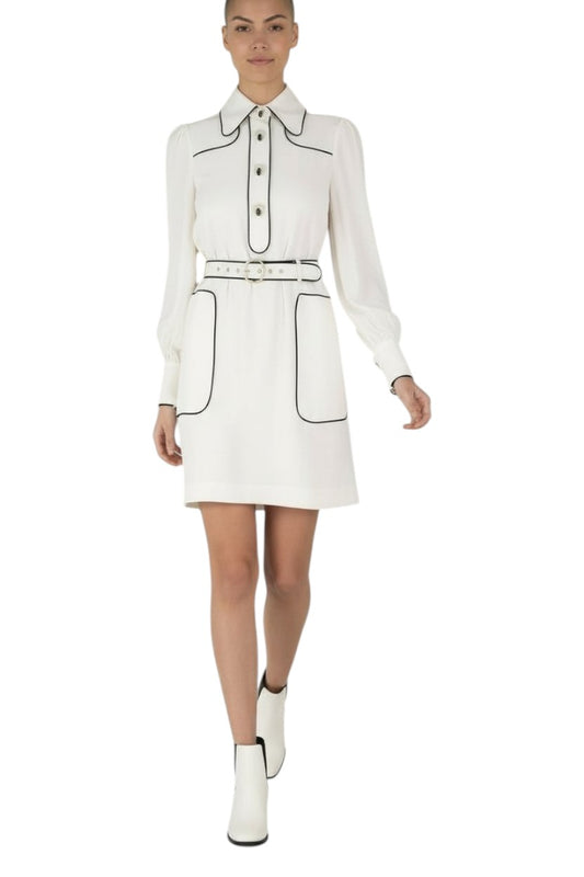 Zimmermann Collared Swing Dress | Belted, Mini, Black Trimming/Piping, Collared